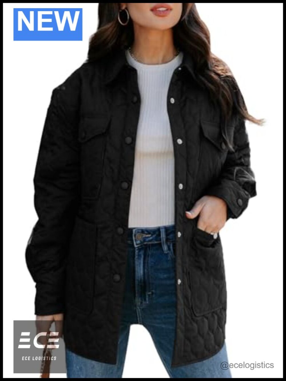 Quilted Puffer Jacket Lightweight Diamond Button Down Collar Coat
